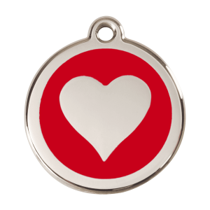 Medaglietta per cane grande cuore rosso smalto e acciaio inox