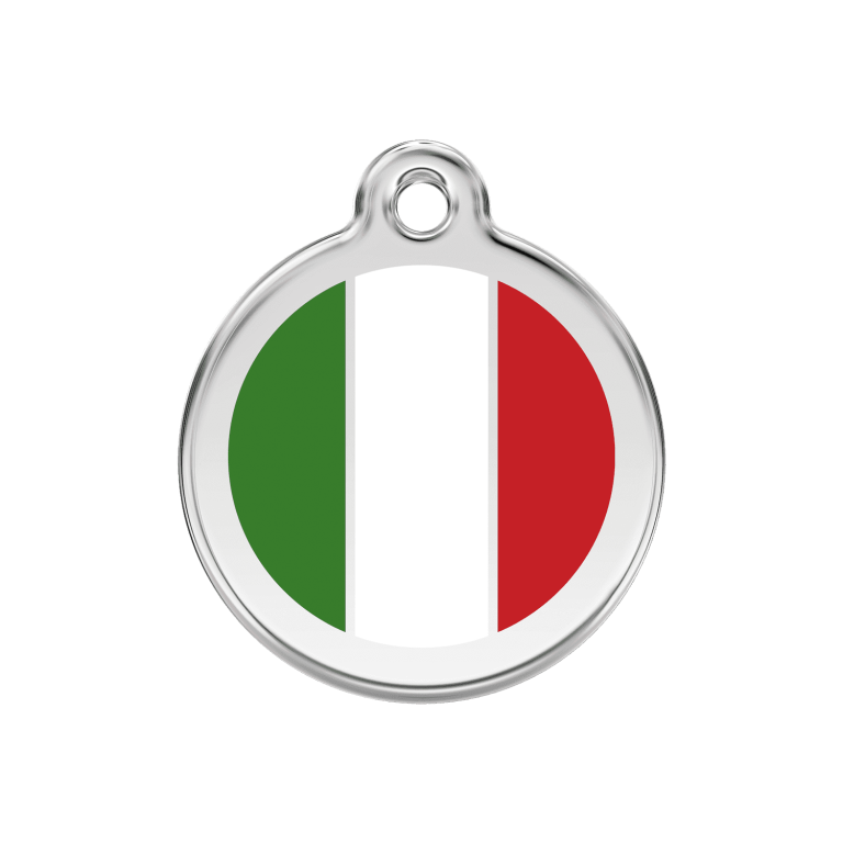Vue avant - Médaille personnalisée pour chien - Drapeau italien - Red Dingo - Émail et acier inoxydable