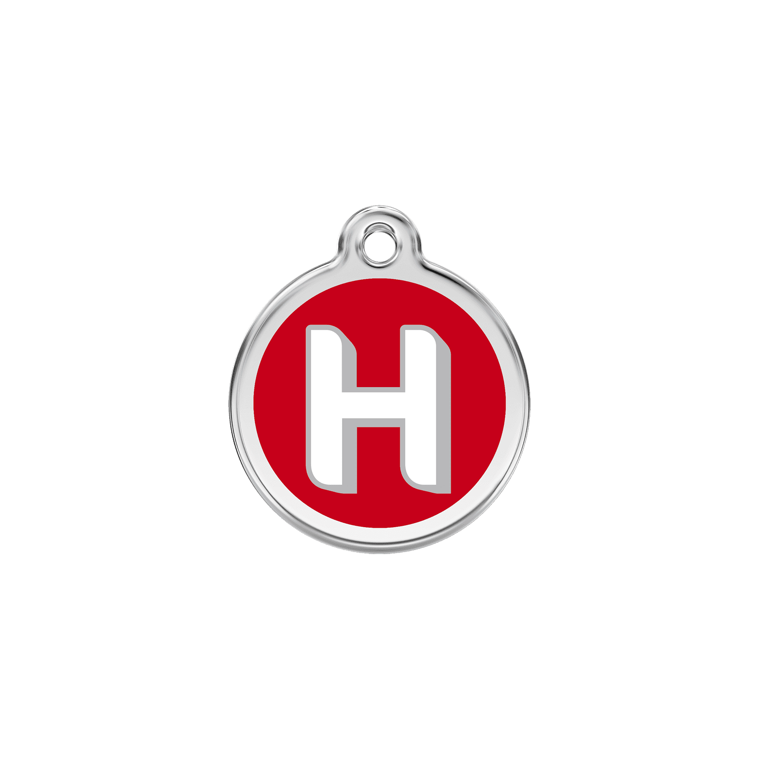 Vue avant - Médaille personnalisée Red Dingo S Rouge 20.00mm - Lettre H - pour chien/chat