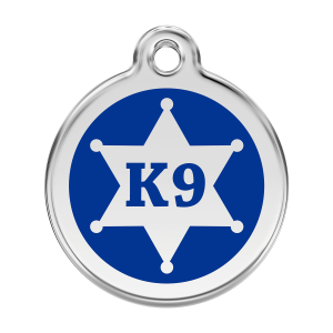 Blu scuro K9 sceriffo smalto acciaio inox medaglietta per cane grande