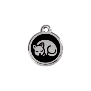 Medaglietta per gatto piccola smalto nero e acciaio inox
