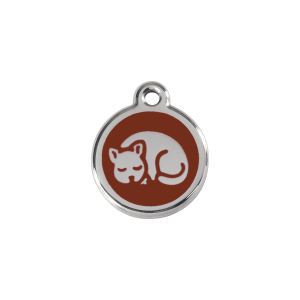 Medaglietta per gatto piccola smalto marrone acciaio inox