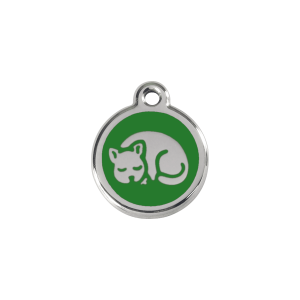 Medaglietta per gatto piccola in smalto verde e acciaio inox