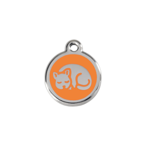Medaglietta per gatto piccola smalto arancione acciaio inox