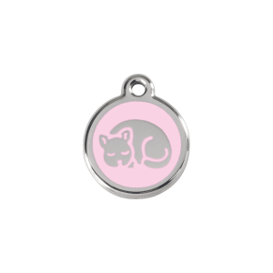 Medaglietta per gatto piccola smalto rosa e acciaio inox