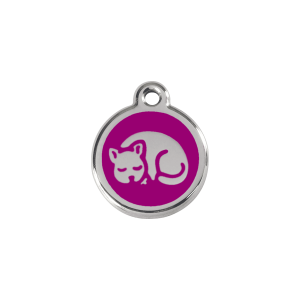 Medaglietta per gatto piccola smalto viola e acciaio inox