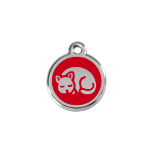 Medaglietta per gatto piccola smalto rosso e acciaio inox