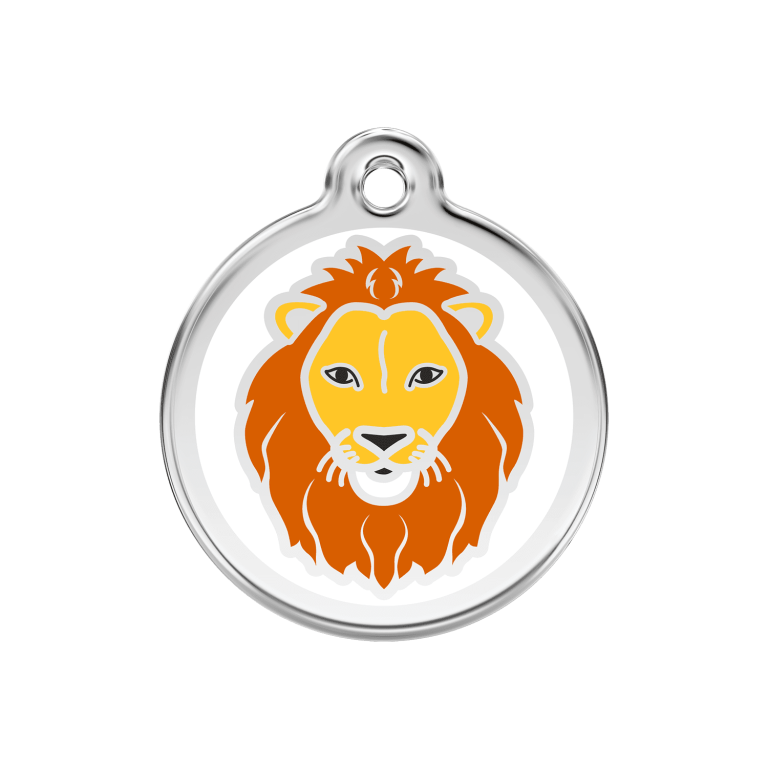 Vue avant - Médaille personnalisée pour chien Red Dingo Lion Blanc M 30.00mm - 01-LI-WT-ME