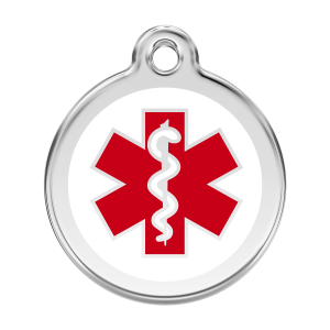 Bianco Targhetta Medica Smalto Acciaio Inox Medaglietta per Cane Grande