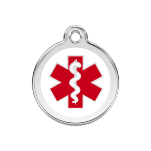 Bianco targhetta medica smalto acciaio inox medaglietta per cane medio