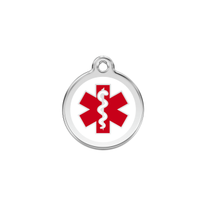 Bianco Targhetta Medica Smalto Acciaio Inox Medaglietta Cane Piccolo