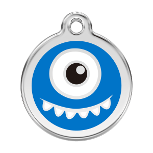 Medaglietta per cane Monstro Blu Scuro Smalto Acciaio Inox Taglia L