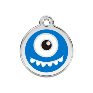 Medaglietta per cane Monstro blu scuro smalto e acciaio inox M