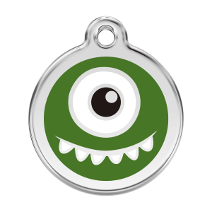Medaglietta per cane Monstro Verde smalto e acciaio inox L 38mm