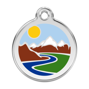 Azzurro Montagne Smalto Acciaio Inox Medaglietta Cane Grande