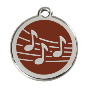 Medaglietta per cane grande musica smalto marrone acciaio inox