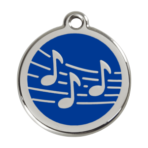 Medaglietta per cane grande musica smalto blu scuro acciaio inox