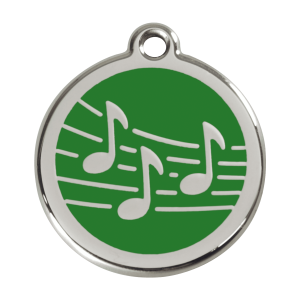 Medaglietta per cane grande musica smalto verde e acciaio inox