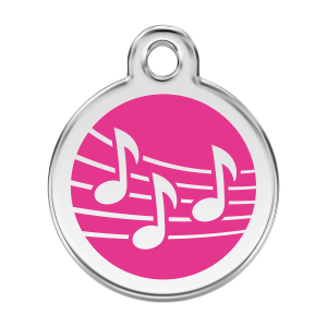 Medaglietta per cane grande Musica smalto rosa vivace acciaio inox