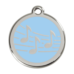 Medaglietta per cane grande musica smalto azzurro e acciaio inox