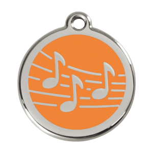 Medaglietta per cane grande musica smalto arancione acciaio inox