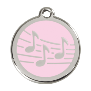 Medaglietta per cane grande musica smalto rosa e acciaio inox
