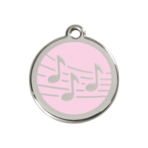 Medaglietta per cane musica smalto rosa media 30 mm