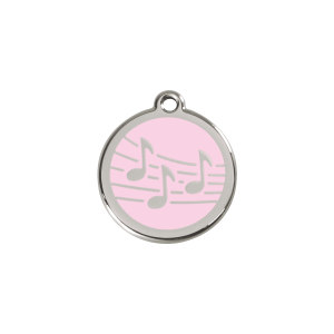 Medaglietta per gatto Musica smalto rosa S in acciaio inox