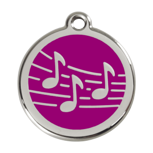 Medaglietta per cane grande Musica smalto violetto acciaio inox