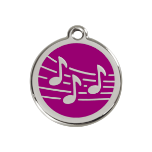 Medaglietta per cane medio musica smalto viola e acciaio inox