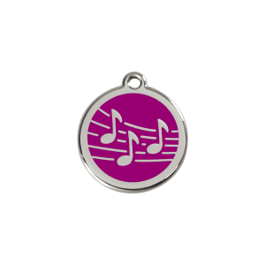 Medaglietta per gatto piccola musica smalto viola acciaio inox