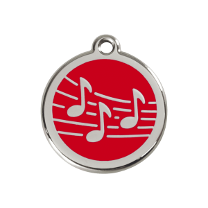 Medaglietta per cane medio Musica smalto rosso acciaio inox