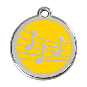 Medaglietta per cane grande Musica smalto giallo acciaio inox