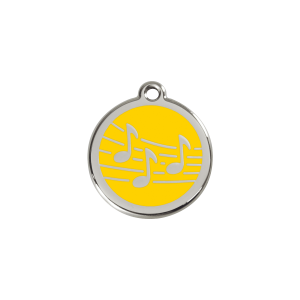 Medaglietta per gatto Musica smalto giallo S in acciaio inox