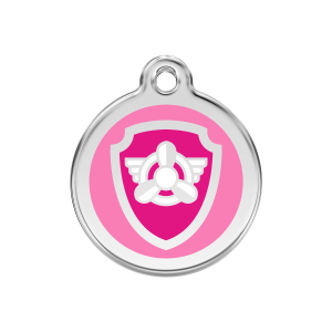 Medaglietta per cane medio Smalto rosa e acciaio inox design Skye Nickelodeon
