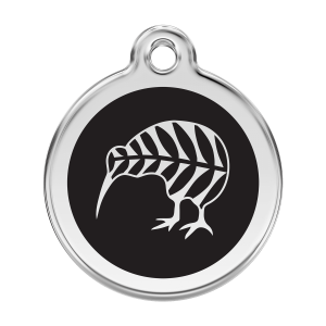 Medaglietta per cane grande nero kiwi smalto e acciaio inox