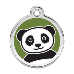 Medaglietta per cane grande Panda verde smalto e acciaio inox