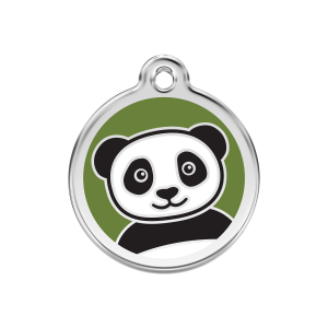 Medaglietta per cane medio panda verde in smalto e acciaio inox