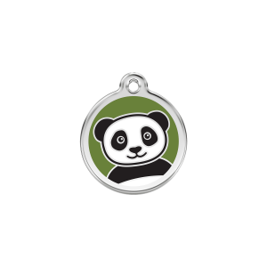 Medaglietta per gatto Panda verde smalto S in acciaio inox