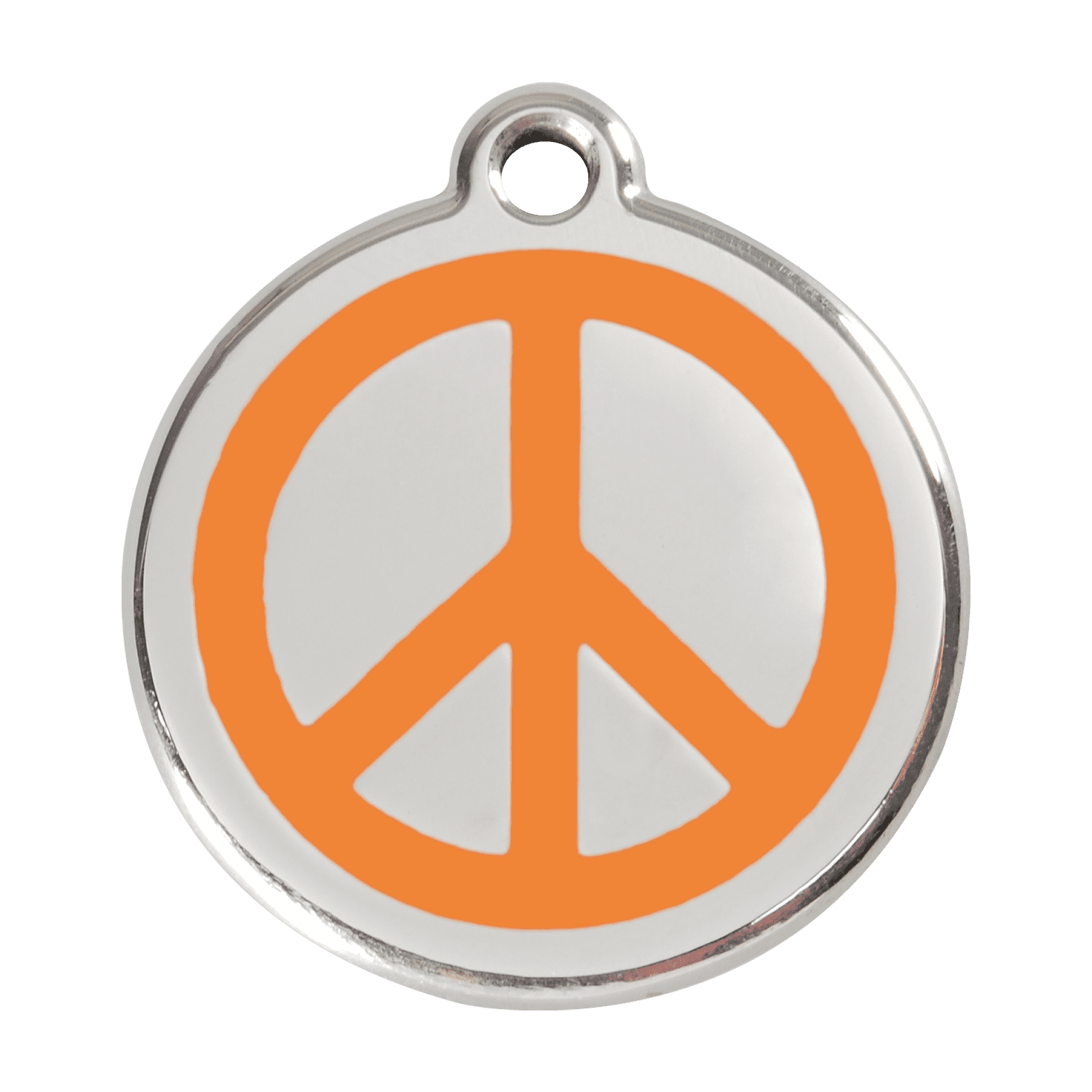 Vue avant - Médaille personnalisable en émail et acier inoxydable - Motif Paix - Orange - Taglia L - Red Dingo