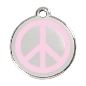 Medaglietta per cane grande Paix smalto rosa e acciaio inox