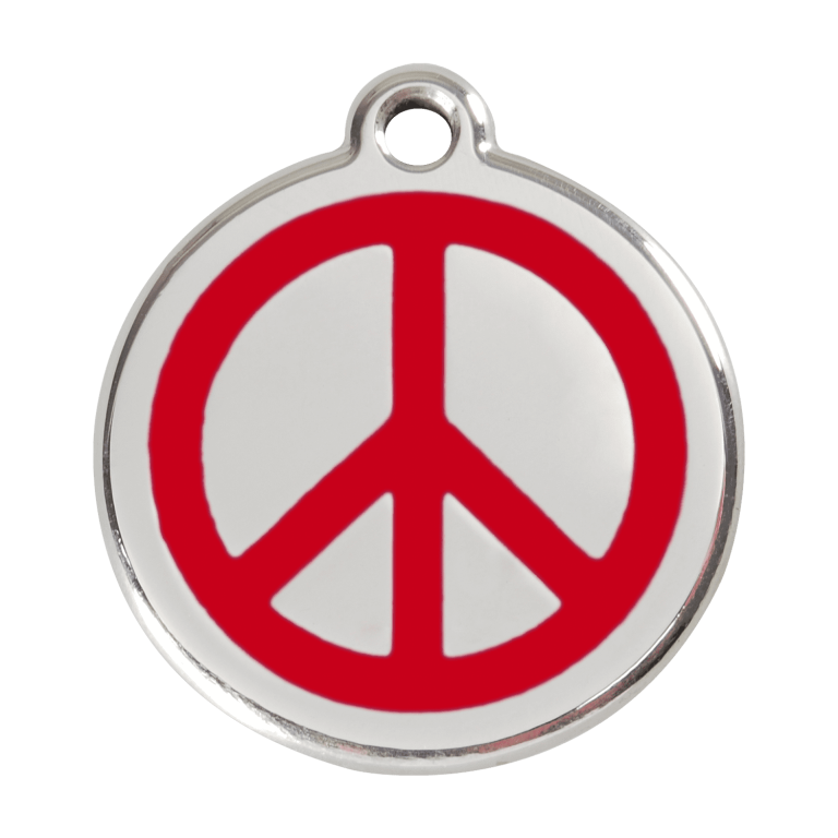 Vue avant - Médaille personnalisée Red Dingo Émail et acier inoxydable - Motif Paix - Rouge - Taglia L