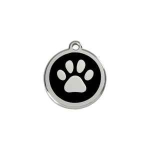 Medaglietta per gatto o cane piccolo smalto nero e acciaio inox S 20 mm