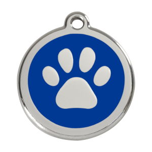Medaglietta per cane grande smalto blu scuro con impronta di zampa