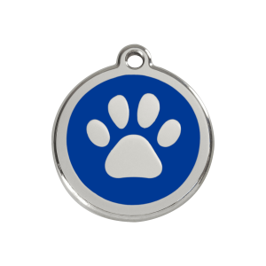 Medaglietta per cane medio smalto blu scuro con impronta di zampa