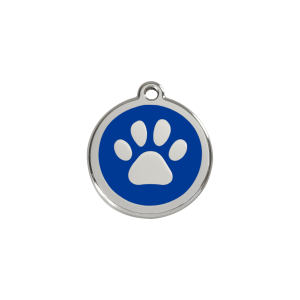 Medaglietta per gatto piccola con impronta zampa smalto blu scuro