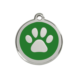 Medaglietta per cane medio in smalto verde con impronta di zampa