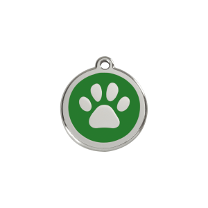 Medaglietta verde con impronta di zampa smalto e acciaio inox per gatto o cane piccolo S