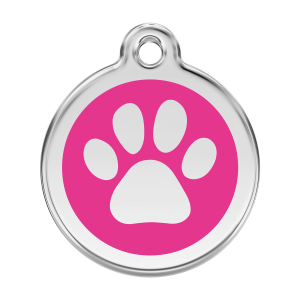 Medaglietta per cane grande smalto rosa vivace con impronta di zampa
