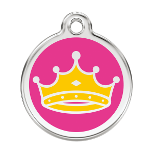 Rosa Vivace Regina Smalto Acciaio Inox Medaglietta per Cane Grande